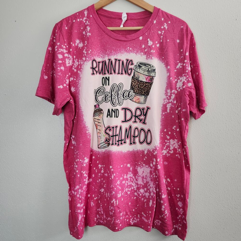 Canvas Women's Short Sleeve Splatter X-Large Pink T-Shirt Coffee & Dry Shampoo